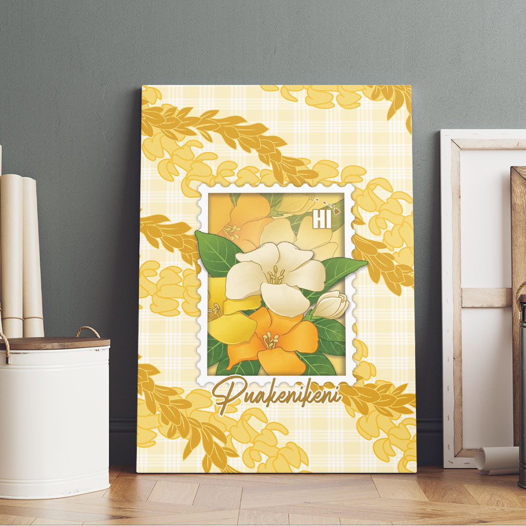Aloha Hawaii Puakenikeni Canvas Wall Art Hawaiian Lei Palaka Motifs Stylized Stamp LT14 - Polynesian Pride