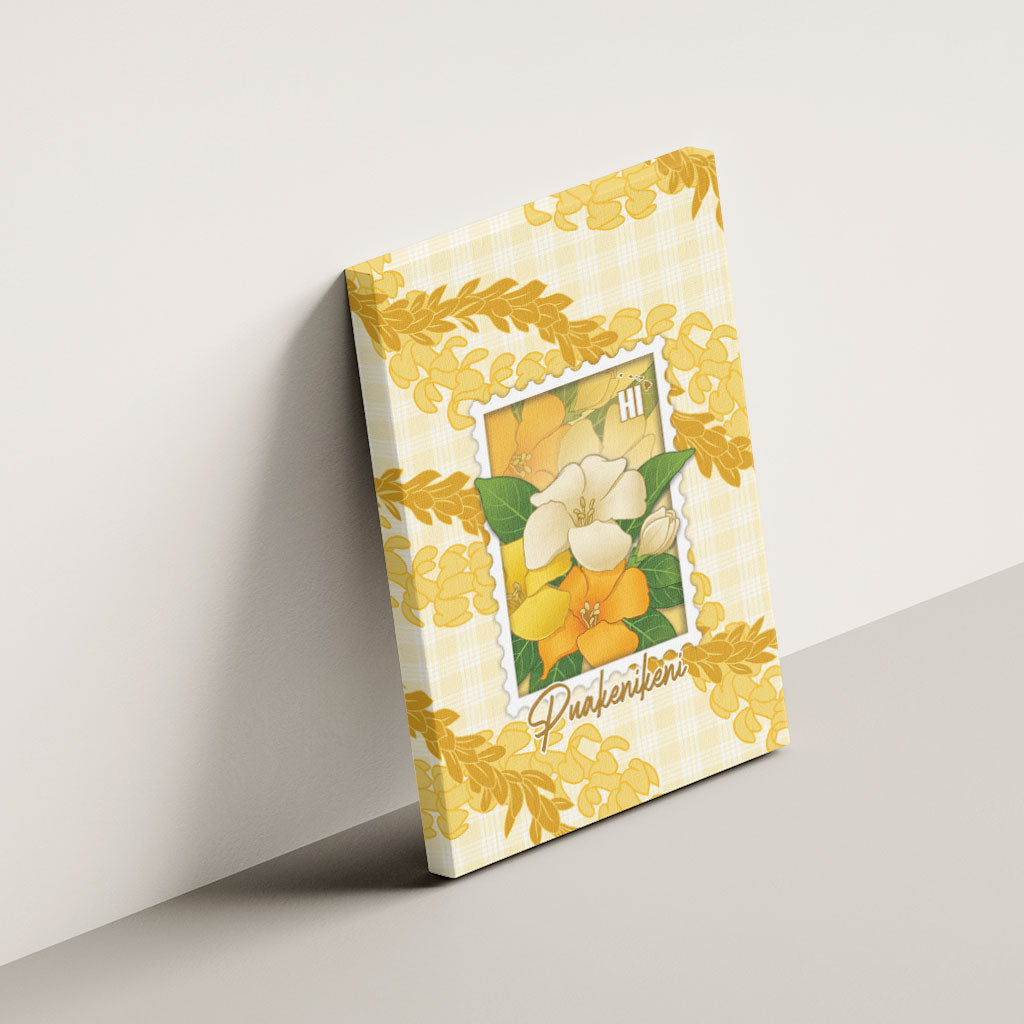 Aloha Hawaii Puakenikeni Canvas Wall Art Hawaiian Lei Palaka Motifs Stylized Stamp LT14 - Polynesian Pride