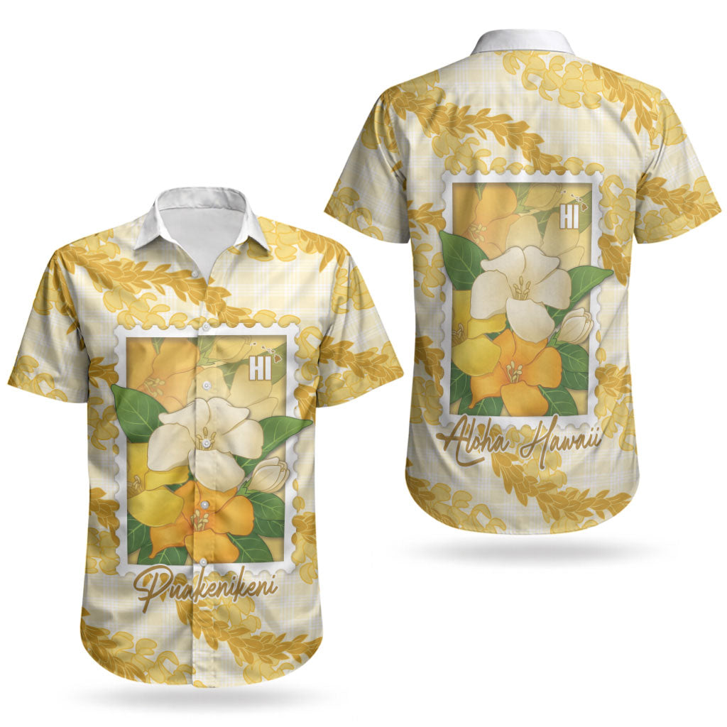 Aloha Hawaii Puakenikeni Couples Matching Summer Maxi Dress and Hawaiian Shirt Hawaiian Lei Palaka Motifs Stylized Stamp LT14 - Polynesian Pride