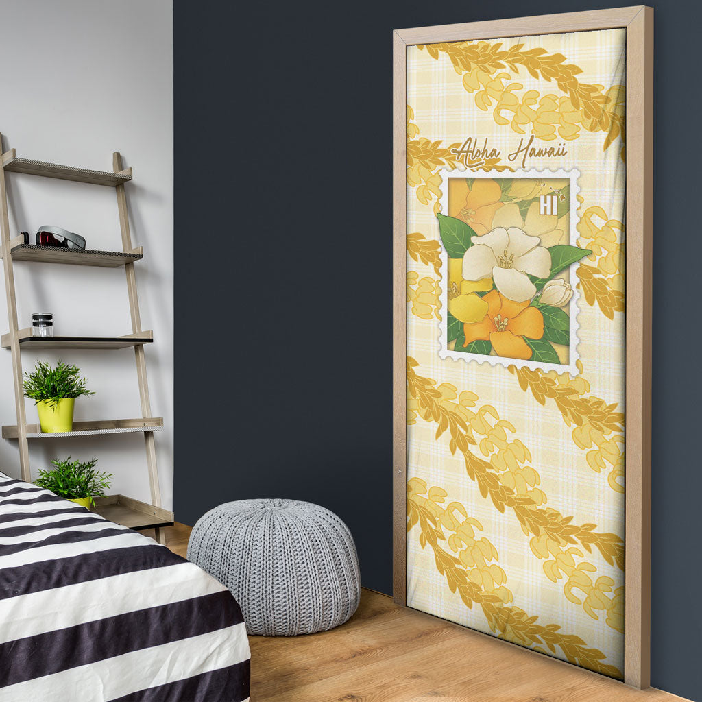 Aloha Hawaii Puakenikeni Door Cover Hawaiian Lei Palaka Motifs Stylized Stamp LT14 - Polynesian Pride