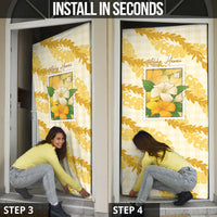 Aloha Hawaii Puakenikeni Door Cover Hawaiian Lei Palaka Motifs Stylized Stamp LT14 - Polynesian Pride