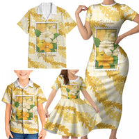 Aloha Hawaii Puakenikeni Family Matching Short Sleeve Bodycon Dress and Hawaiian Shirt Hawaiian Lei Palaka Motifs Stylized Stamp LT14 - Polynesian Pride