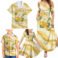 Aloha Hawaii Puakenikeni Family Matching Summer Maxi Dress and Hawaiian Shirt Hawaiian Lei Palaka Motifs Stylized Stamp LT14 - Polynesian Pride
