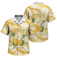 Aloha Hawaii Puakenikeni Family Matching Summer Maxi Dress and Hawaiian Shirt Hawaiian Lei Palaka Motifs Stylized Stamp LT14 Son's Shirt Yellow - Polynesian Pride