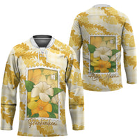 Aloha Hawaii Puakenikeni Hockey Jersey Hawaiian Lei Palaka Motifs Stylized Stamp LT14 - Polynesian Pride