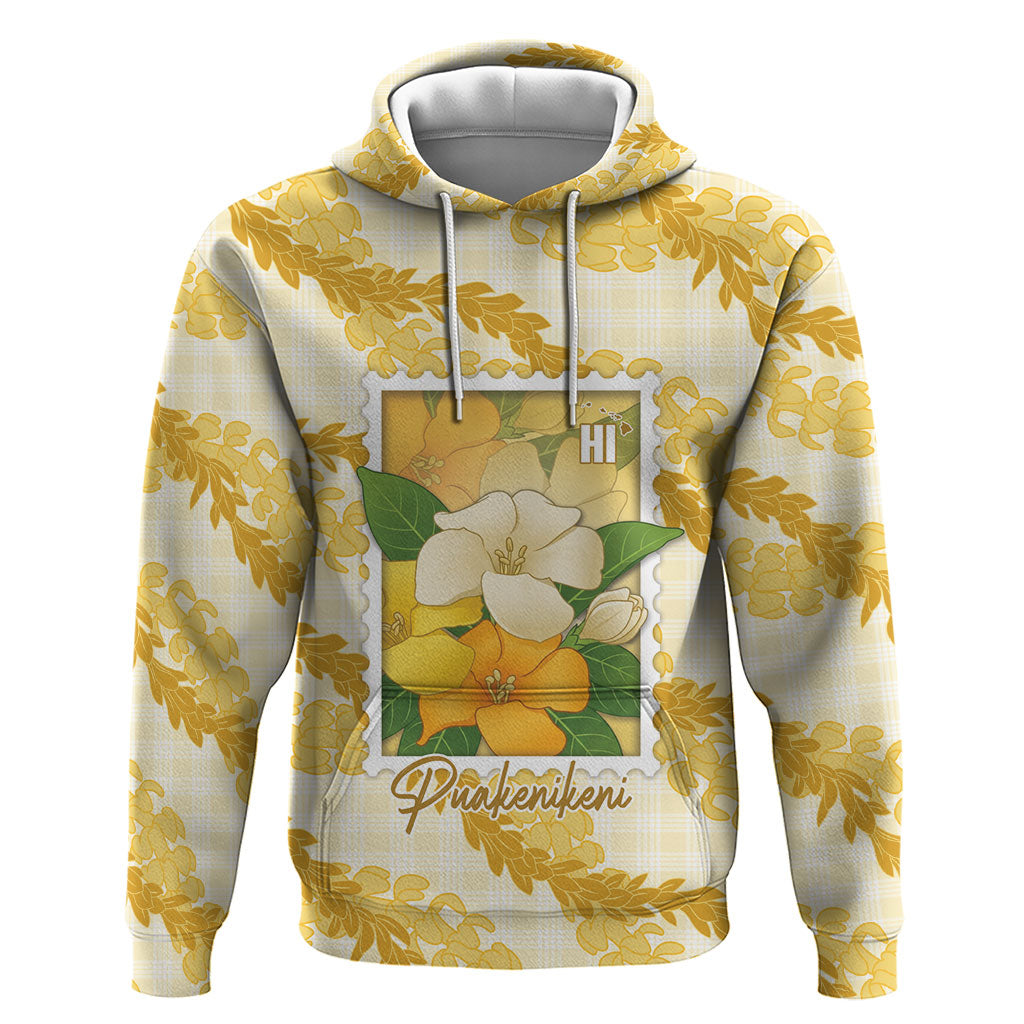 Aloha Hawaii Puakenikeni Hoodie Hawaiian Lei Palaka Motifs Stylized Stamp