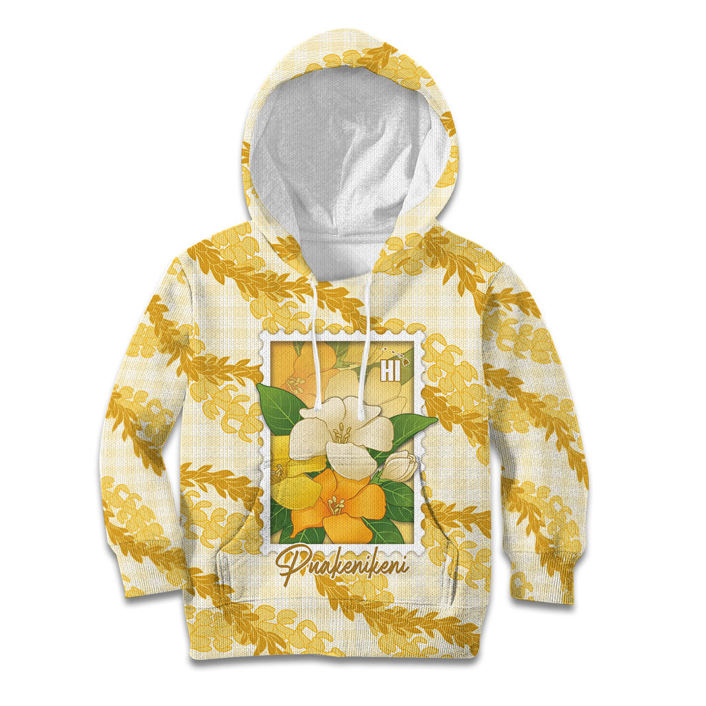 Aloha Hawaii Puakenikeni Kid Hoodie Hawaiian Lei Palaka Motifs Stylized Stamp