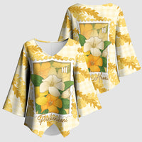 Aloha Hawaii Puakenikeni Kimono Sleeve Blouse Hawaiian Lei Palaka Motifs Stylized Stamp LT14 - Polynesian Pride