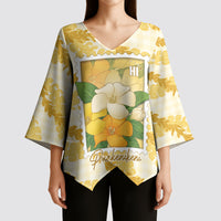 Aloha Hawaii Puakenikeni Kimono Sleeve Blouse Hawaiian Lei Palaka Motifs Stylized Stamp LT14 - Polynesian Pride