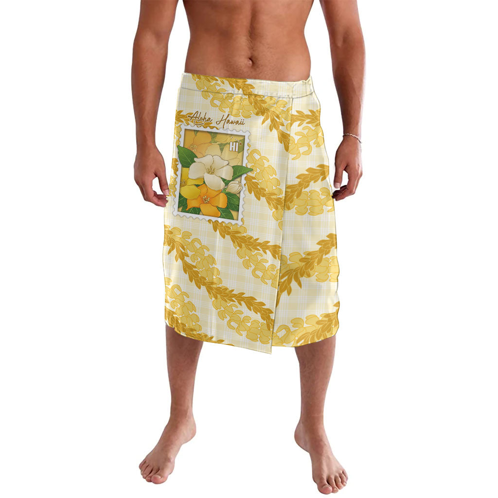 Aloha Hawaii Puakenikeni Lavalava Hawaiian Lei Palaka Motifs Stylized Stamp LT14 Yellow - Polynesian Pride