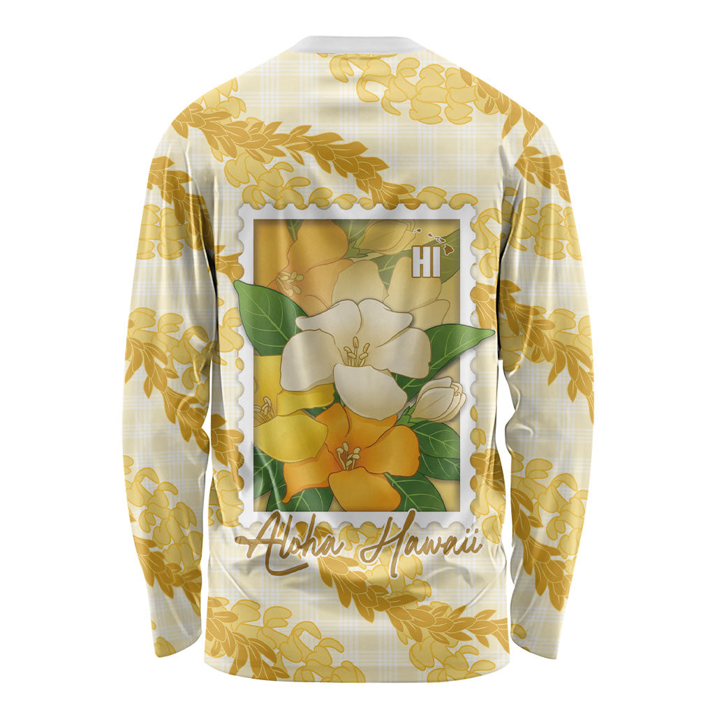 Aloha Hawaii Puakenikeni Long Sleeve Shirt Hawaiian Lei Palaka Motifs Stylized Stamp LT14 - Polynesian Pride