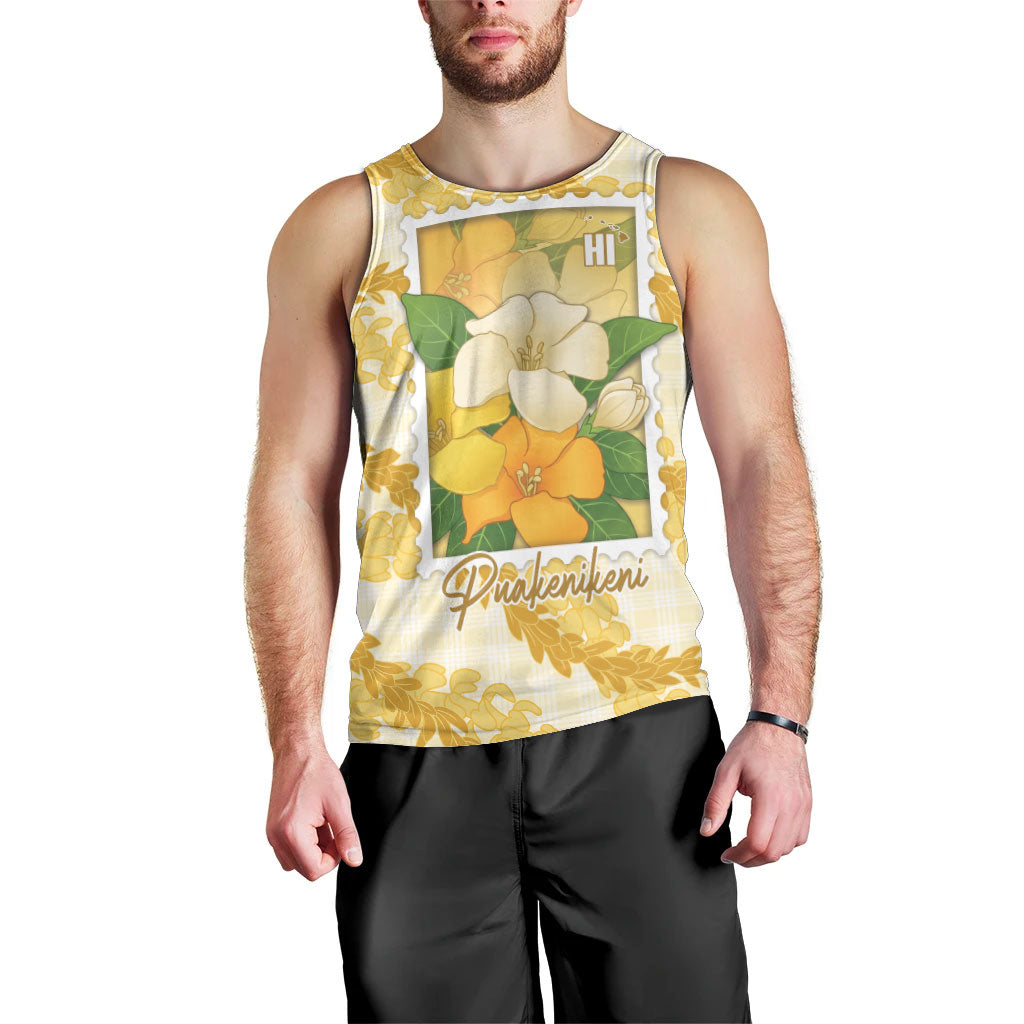 Aloha Hawaii Puakenikeni Men Tank Top Hawaiian Lei Palaka Motifs Stylized Stamp LT14 - Polynesian Pride