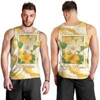Aloha Hawaii Puakenikeni Men Tank Top Hawaiian Lei Palaka Motifs Stylized Stamp LT14 - Polynesian Pride