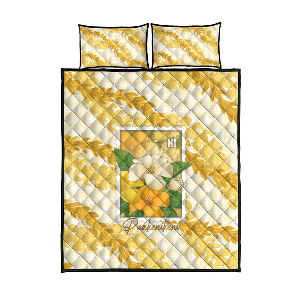 Aloha Hawaii Puakenikeni Quilt Bed Set Hawaiian Lei Palaka Motifs Stylized Stamp LT14 - Polynesian Pride