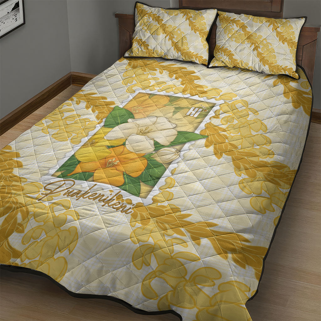 Aloha Hawaii Puakenikeni Quilt Bed Set Hawaiian Lei Palaka Motifs Stylized Stamp LT14 - Polynesian Pride