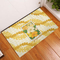 Aloha Hawaii Puakenikeni Rubber Doormat Hawaiian Lei Palaka Motifs Stylized Stamp LT14 - Polynesian Pride