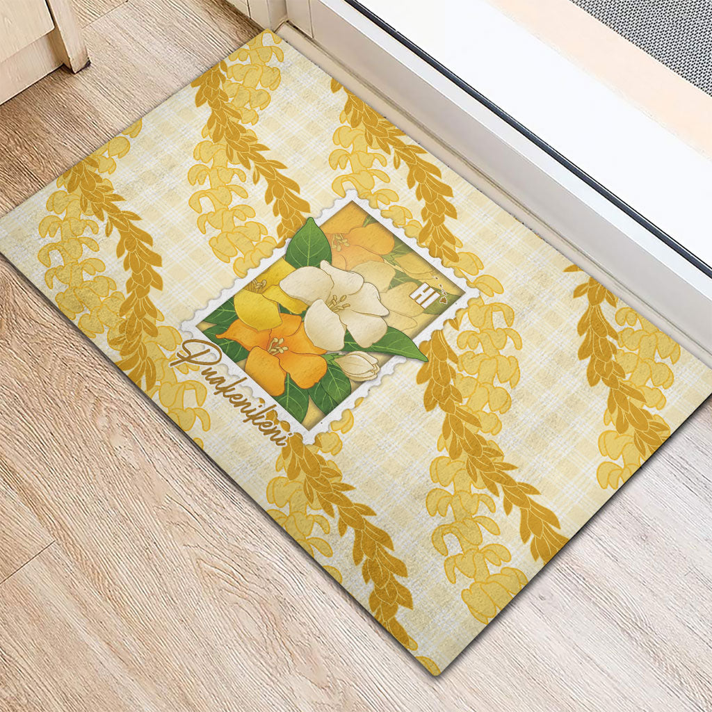 Aloha Hawaii Puakenikeni Rubber Doormat Hawaiian Lei Palaka Motifs Stylized Stamp LT14 - Polynesian Pride