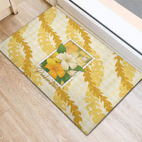 Aloha Hawaii Puakenikeni Rubber Doormat Hawaiian Lei Palaka Motifs Stylized Stamp LT14 - Polynesian Pride