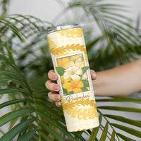 Aloha Hawaii Puakenikeni Skinny Tumbler Hawaiian Lei Palaka Motifs Stylized Stamp LT14 - Polynesian Pride