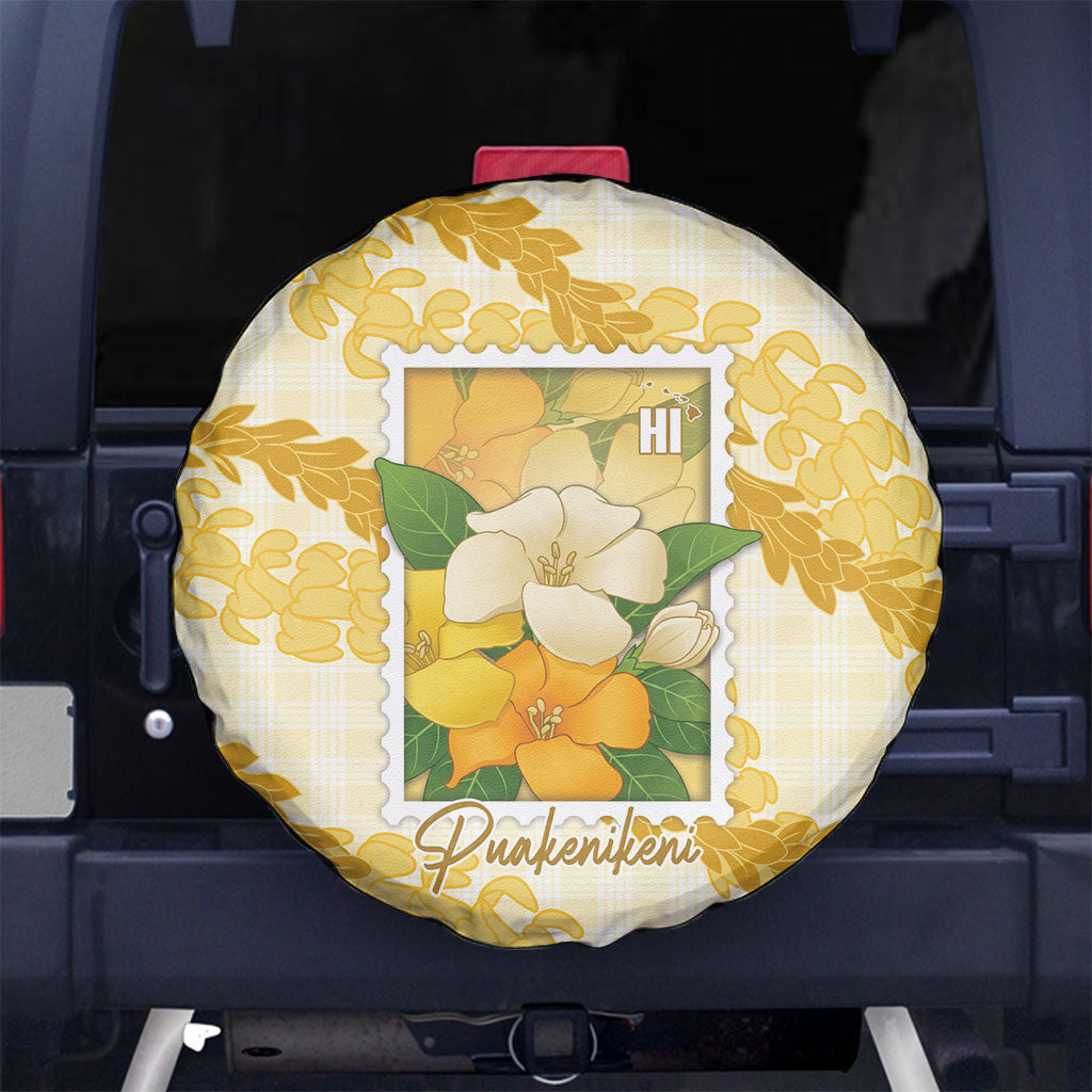 Aloha Hawaii Puakenikeni Spare Tire Cover Hawaiian Lei Palaka Motifs Stylized Stamp LT14 No hole Yellow - Polynesian Pride