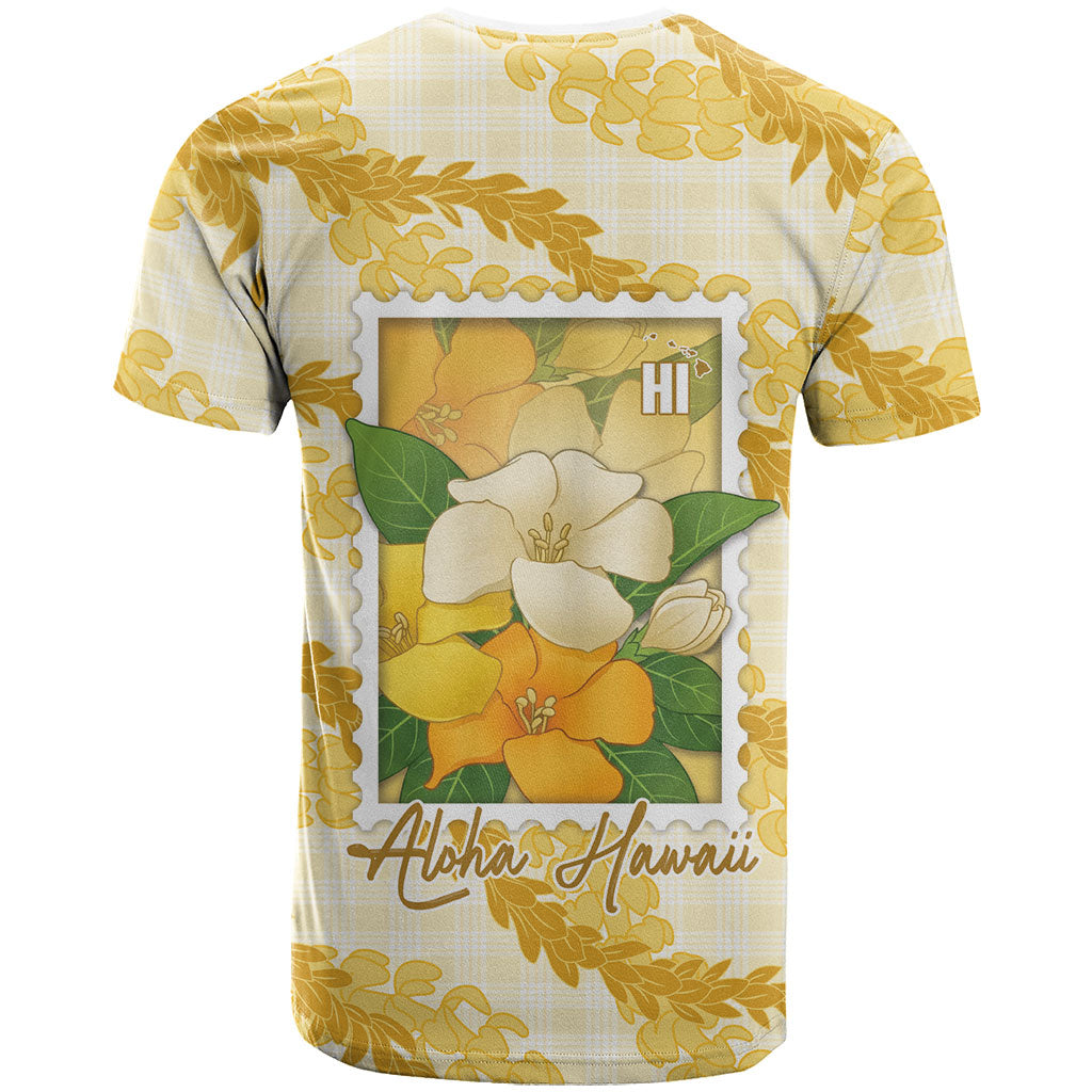 Aloha Hawaii Puakenikeni T Shirt Hawaiian Lei Palaka Motifs Stylized Stamp LT14 - Polynesian Pride