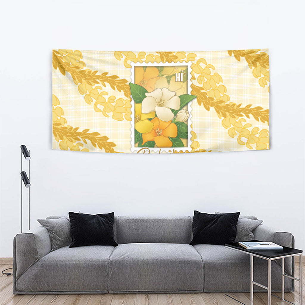 Aloha Hawaii Puakenikeni Tapestry Hawaiian Lei Palaka Motifs Stylized Stamp LT14 - Polynesian Pride