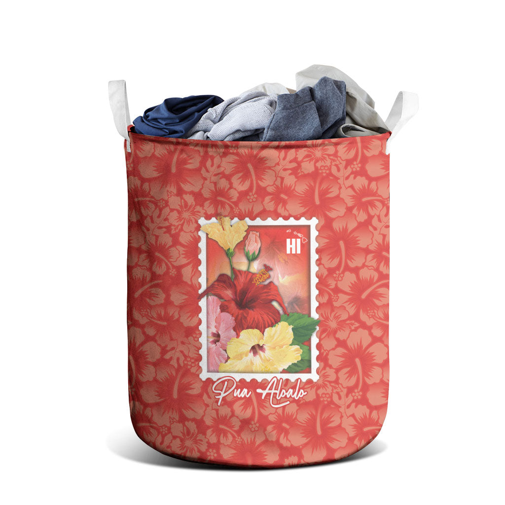 Aloha Hawaii Pua Aloalo Laundry Basket Hawaiian Hibiscus Flowers Stylized Stamp LT14 - Polynesian Pride