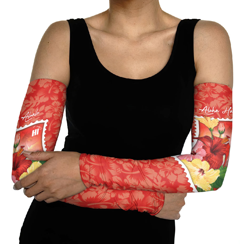 Aloha Hawaii Pua Aloalo Arm Sleeves Hawaiian Hibiscus Flowers Stylized Stamp LT14 - Polynesian Pride