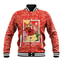 Aloha Hawaii Pua Aloalo Baseball Jacket Hawaiian Hibiscus Flowers Stylized Stamp LT14 Unisex Red - Polynesian Pride