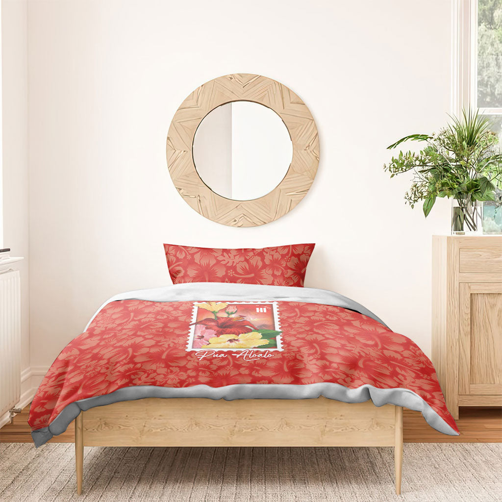 Aloha Hawaii Pua Aloalo Bedding Set Hawaiian Hibiscus Flowers Stylized Stamp LT14 - Polynesian Pride