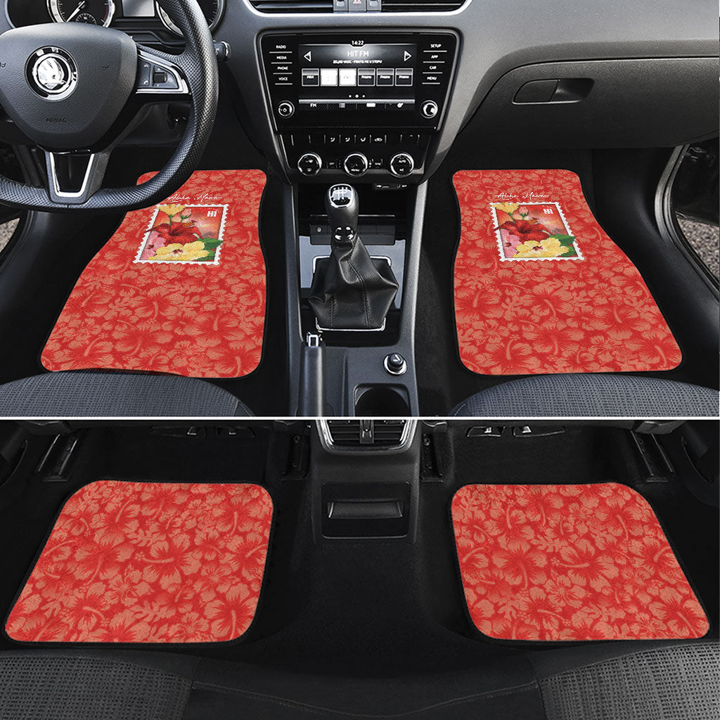 Aloha Hawaii Pua Aloalo Car Mats Hawaiian Hibiscus Flowers Stylized Stamp