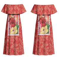 Aloha Hawaii Pua Aloalo Couples Matching Off Shoulder Maxi Dress and Long Sleeve Button Shirt Hawaiian Hibiscus Flowers Stylized Stamp LT14 - Polynesian Pride