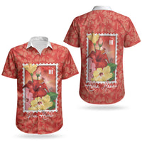 Aloha Hawaii Pua Aloalo Couples Matching Puletasi and Hawaiian Shirt Hawaiian Hibiscus Flowers Stylized Stamp LT14 - Polynesian Pride