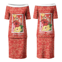 Aloha Hawaii Pua Aloalo Couples Matching Puletasi and Hawaiian Shirt Hawaiian Hibiscus Flowers Stylized Stamp LT14 - Polynesian Pride