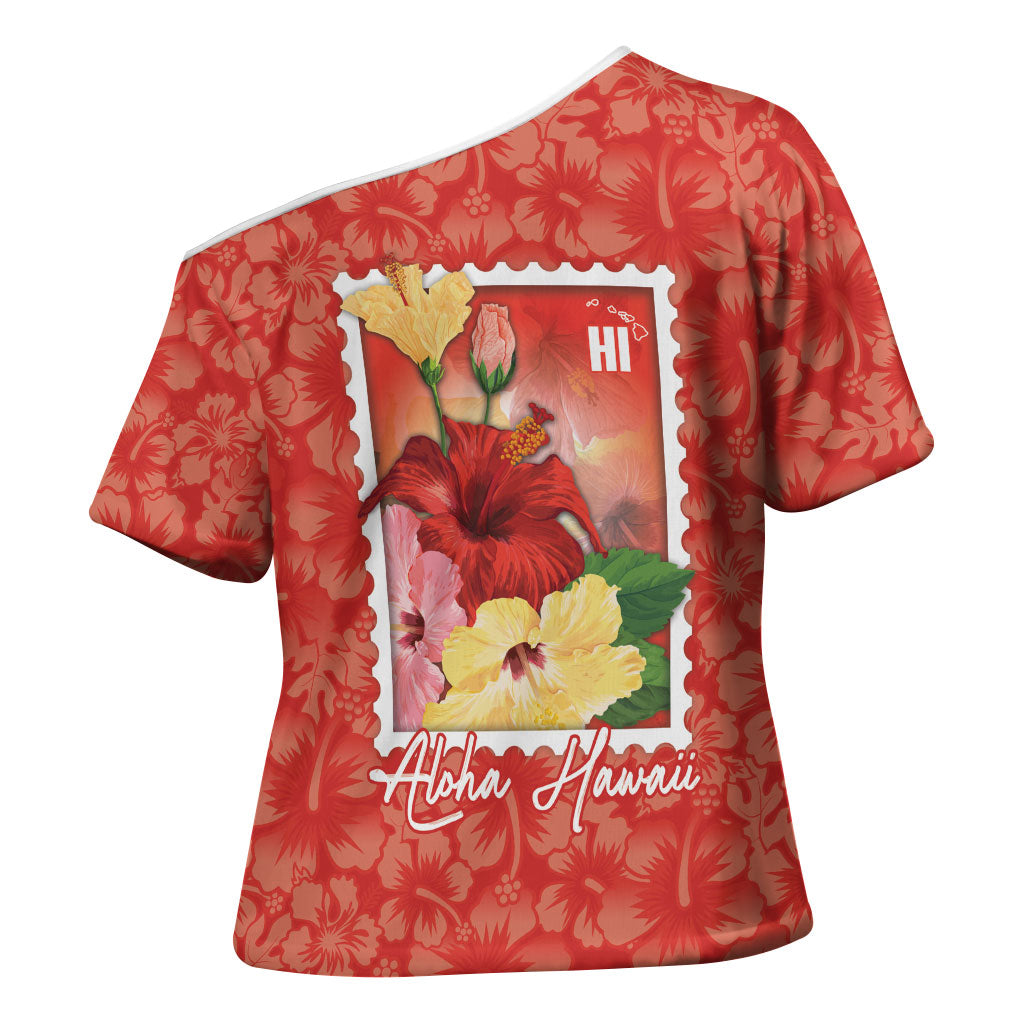 Aloha Hawaii Pua Aloalo Cross Shoulder Shirt Hawaiian Hibiscus Flowers Stylized Stamp LT14 - Polynesian Pride