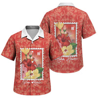 Aloha Hawaii Pua Aloalo Family Matching Mermaid Dress and Hawaiian Shirt Hawaiian Hibiscus Flowers Stylized Stamp LT14 Son's Shirt Red - Polynesian Pride