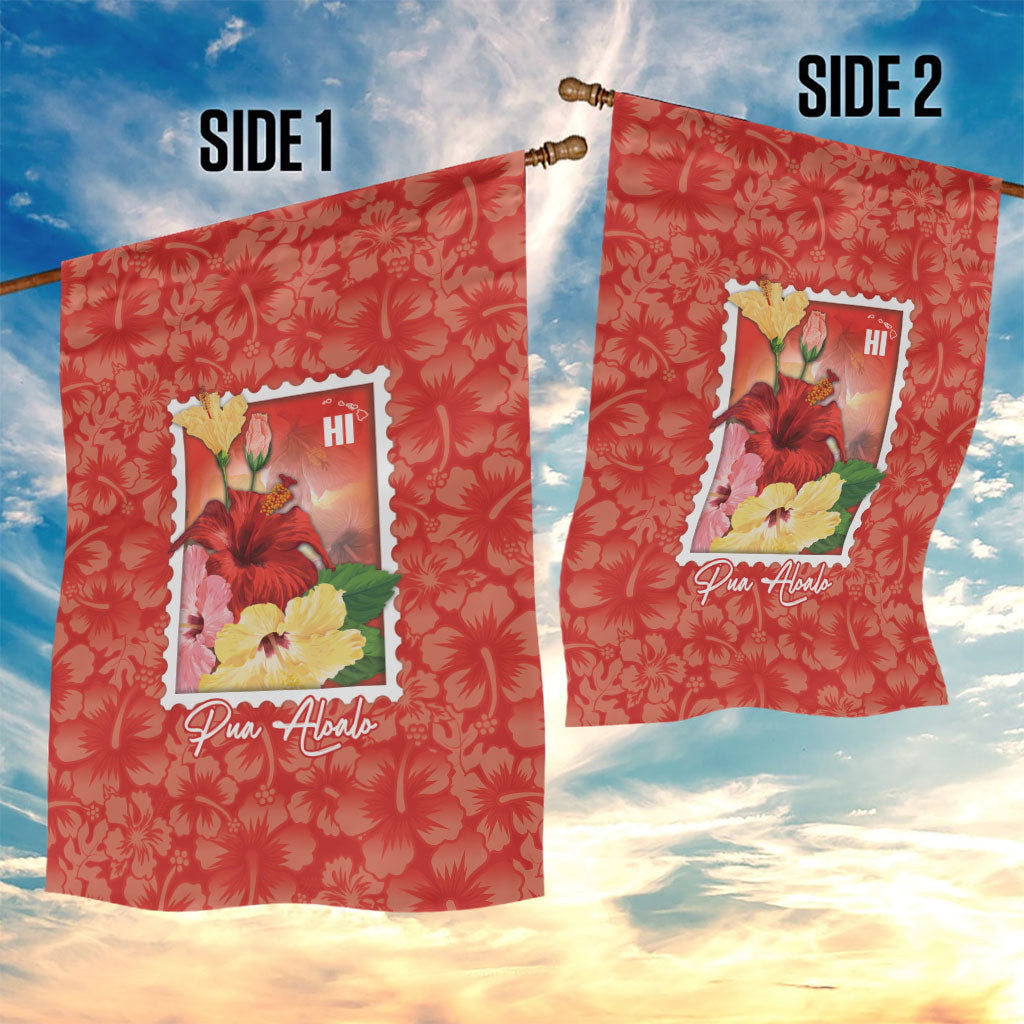 Aloha Hawaii Pua Aloalo Garden Flag Hawaiian Hibiscus Flowers Stylized Stamp LT14 - Polynesian Pride