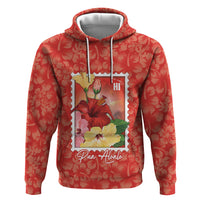 Aloha Hawaii Pua Aloalo Hoodie Hawaiian Hibiscus Flowers Stylized Stamp LT14 Pullover Hoodie Red - Polynesian Pride