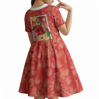 Aloha Hawaii Pua Aloalo Kid Short Sleeve Dress Hawaiian Hibiscus Flowers Stylized Stamp LT14 - Polynesian Pride