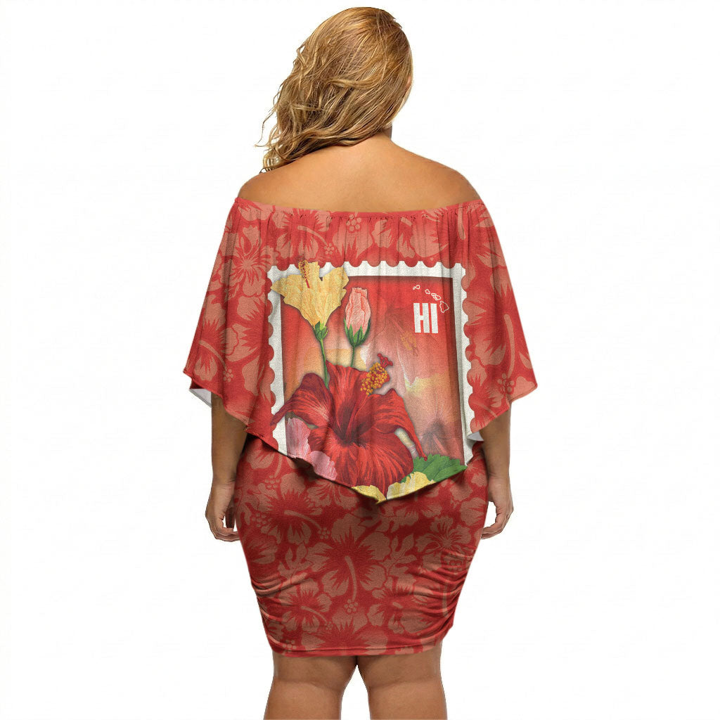 Aloha Hawaii Pua Aloalo Off Shoulder Short Dress Hawaiian Hibiscus Flowers Stylized Stamp LT14 - Polynesian Pride