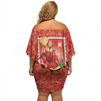 Aloha Hawaii Pua Aloalo Off Shoulder Short Dress Hawaiian Hibiscus Flowers Stylized Stamp LT14 - Polynesian Pride