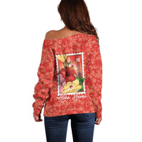Aloha Hawaii Pua Aloalo Off Shoulder Sweater Hawaiian Hibiscus Flowers Stylized Stamp LT14 - Polynesian Pride