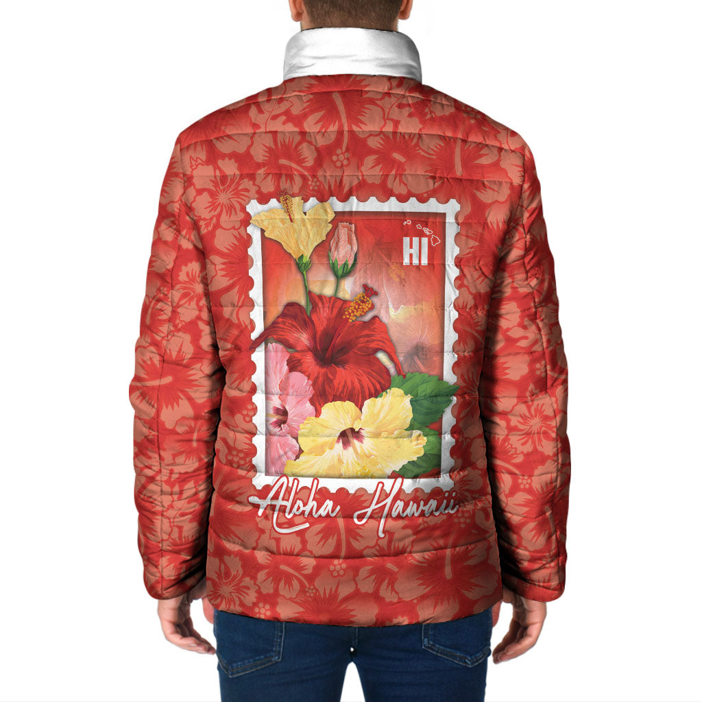 Aloha Hawaii Pua Aloalo Padded Jacket Hawaiian Hibiscus Flowers Stylized Stamp LT14 - Polynesian Pride