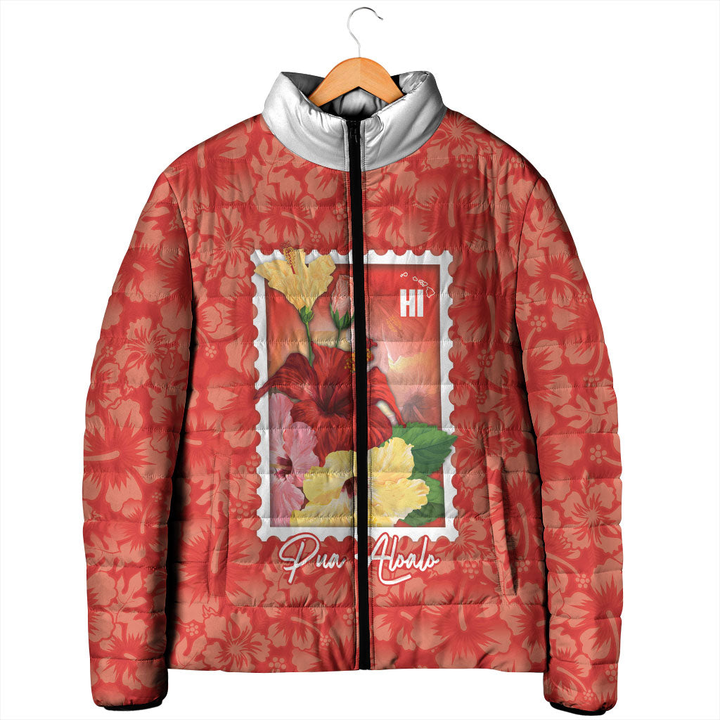Aloha Hawaii Pua Aloalo Padded Jacket Hawaiian Hibiscus Flowers Stylized Stamp LT14 - Polynesian Pride