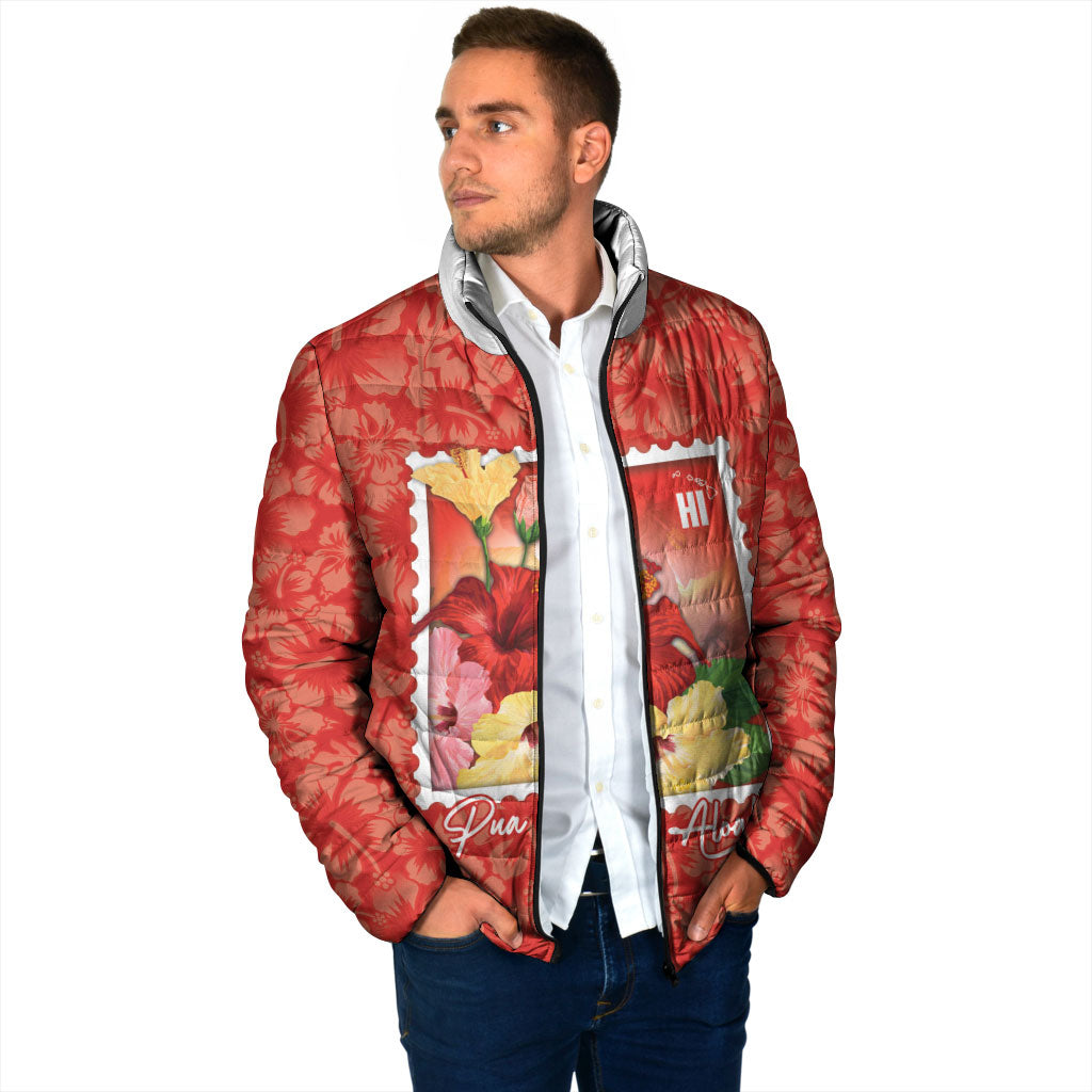 Aloha Hawaii Pua Aloalo Padded Jacket Hawaiian Hibiscus Flowers Stylized Stamp LT14 - Polynesian Pride
