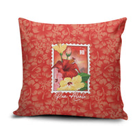 Aloha Hawaii Pua Aloalo Pillow Cover Hawaiian Hibiscus Flowers Stylized Stamp LT14 Red - Polynesian Pride