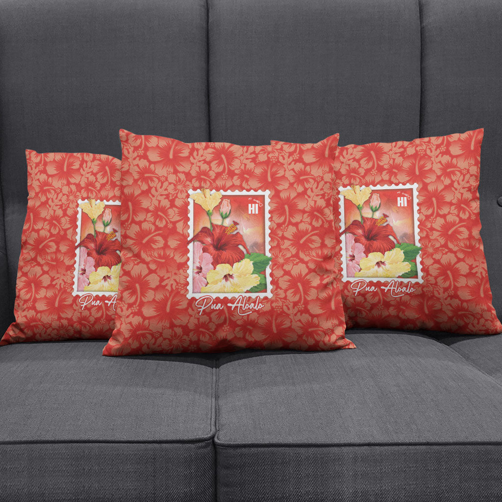 Aloha Hawaii Pua Aloalo Pillow Cover Hawaiian Hibiscus Flowers Stylized Stamp LT14 - Polynesian Pride