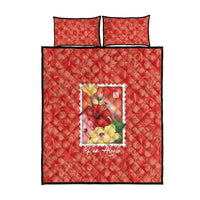 Aloha Hawaii Pua Aloalo Quilt Bed Set Hawaiian Hibiscus Flowers Stylized Stamp LT14 - Polynesian Pride