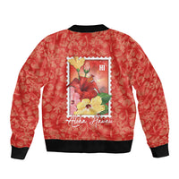 Aloha Hawaii Pua Aloalo Sleeve Zip Bomber Jacket Hawaiian Hibiscus Flowers Stylized Stamp LT14 - Polynesian Pride