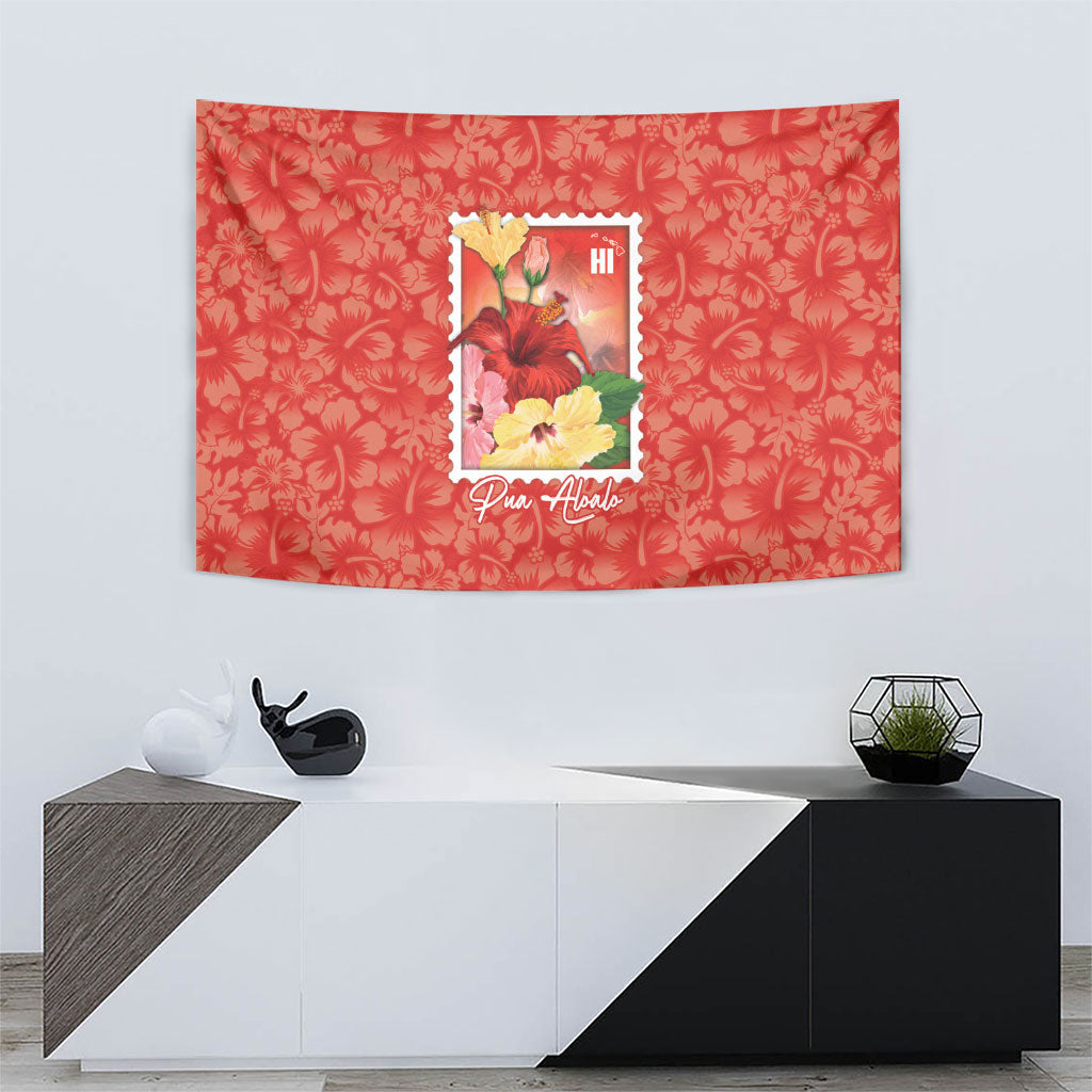 Aloha Hawaii Pua Aloalo Tapestry Hawaiian Hibiscus Flowers Stylized Stamp LT14 - Polynesian Pride